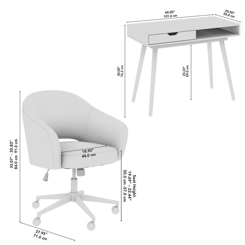Bush Furniture Nora Small Writing Desk and Chair Set for Home Office