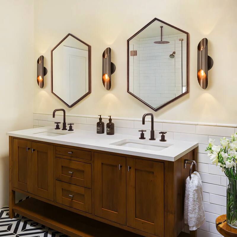 Rennnsan 15.5 in. 2-Light Farmhouse Vintage Cylinder Linear Bathroom Vanity Light
