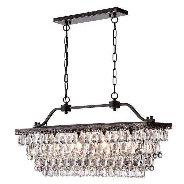 Antique Bronze 4-Light Rectangular Kitchen Island Lighting ...