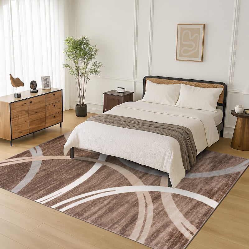 World Rug Gallery Contemporary Abstract Circles Design Area Rug