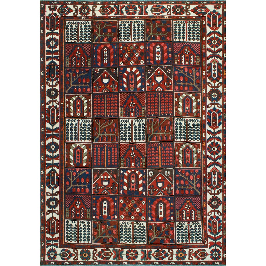 Fine Vintage Distressed Jose Burgundy/Ivory Rug - 6'6" x 9'8"