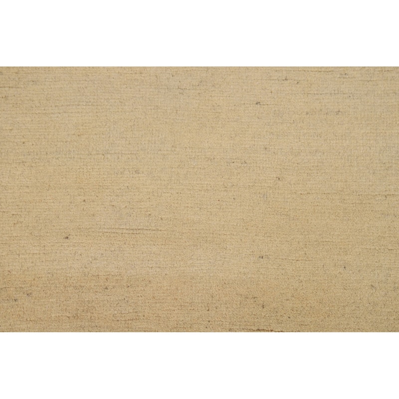 Muted Yellow Gabbeh Modern Foyer Rug Handmade Solid Wool Carpet - 2'7"x 4'1"