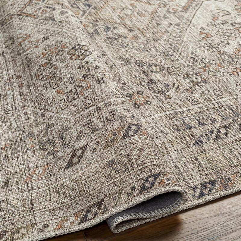 Livabliss Traditional Amelie Medallion Washable Area Rug