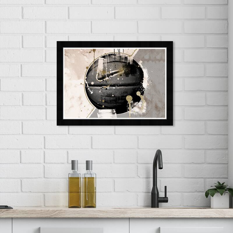 Wynwood Studio Prints Sports and Teams Tan and Gold Basketball Black and Modern & Contemporary Wall Art Canvas Print - Black