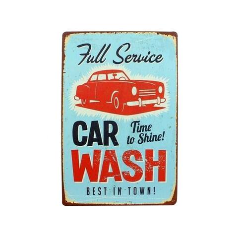 Full Service Car Wash Time to Shine Nostalgic Retro Tin Sign 8" x 12" - 8" x 12"