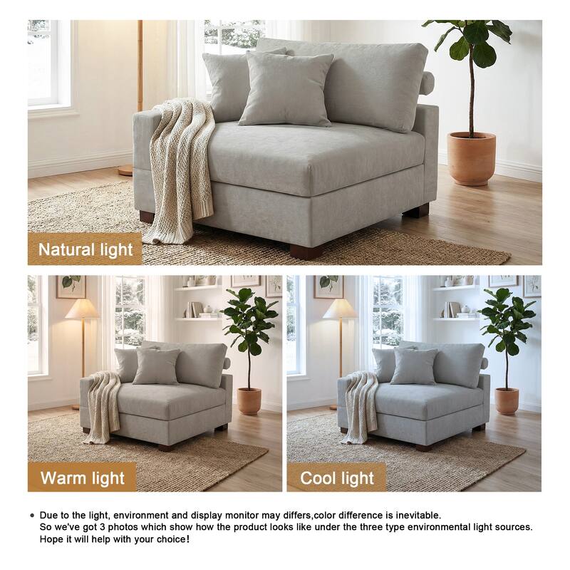 Chenille Upholstered Armless Accent Chair With Plush Cushion