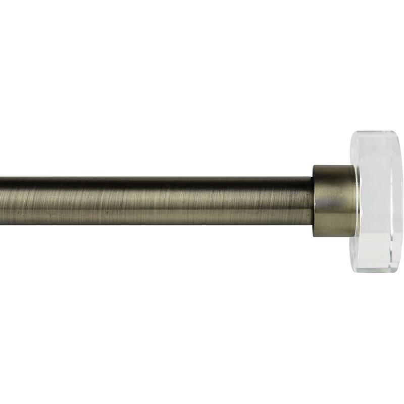 1-inch Diameter Crystal Disc Adjustable Single Drapery Curtain Rod - 84"-120" - Antique Brass