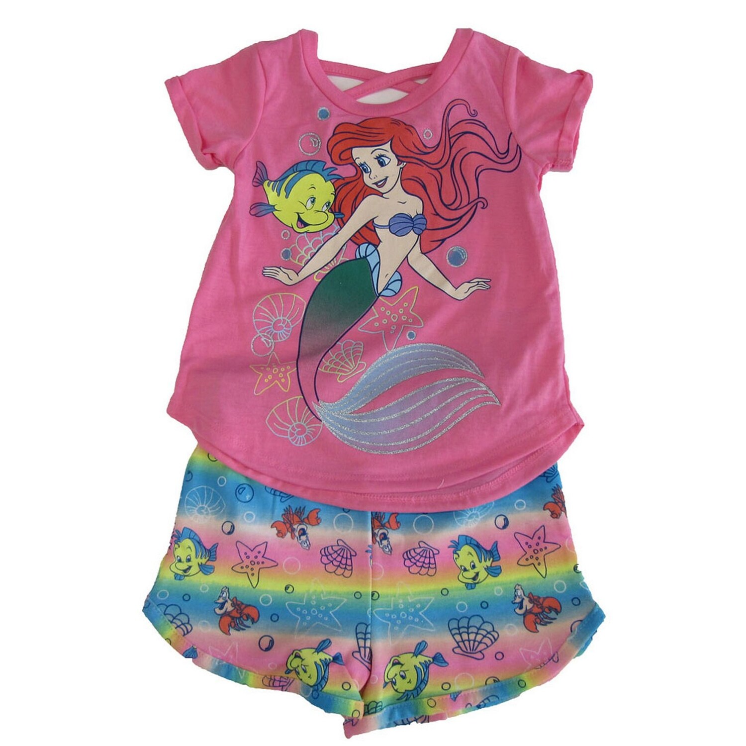 Shop Disney Little Girls Pink Ariel Little Mermaid T Shirt 2 Pc
