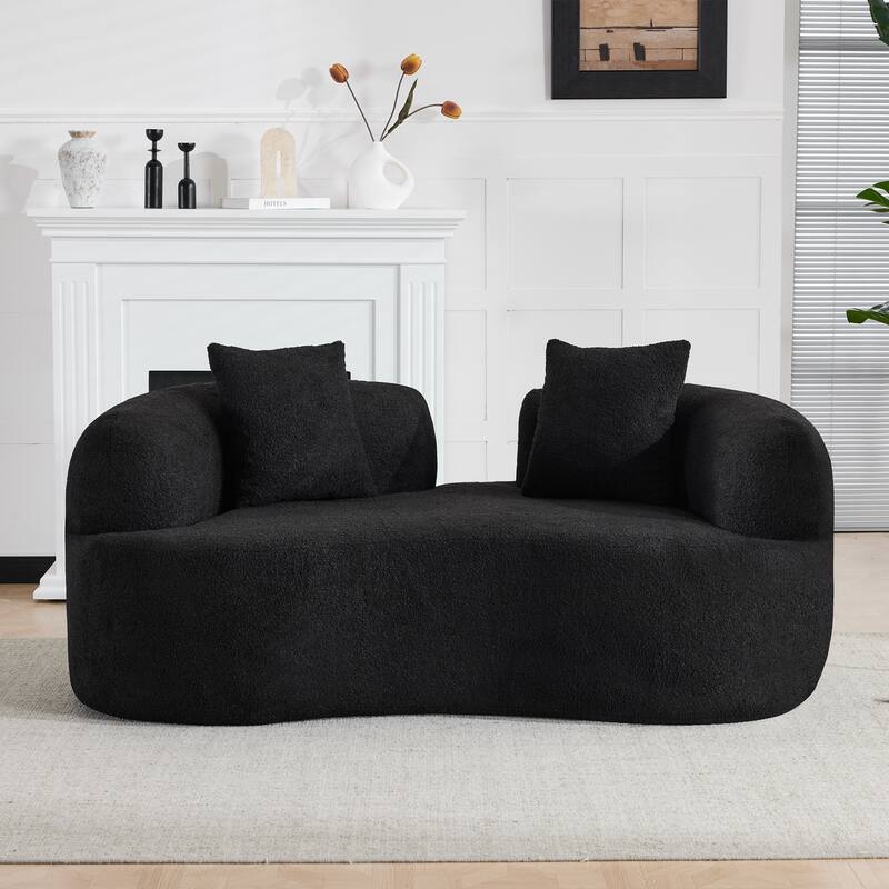 Anmytek Curved Loveseat Sofa 66.93 Inch No-Assembly Teddy Velvet Compact