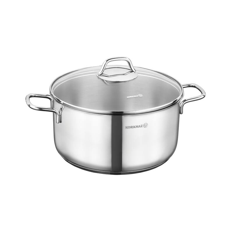 2 Piece 4 Liter Stainless Steel Casserole with Lid in Silver