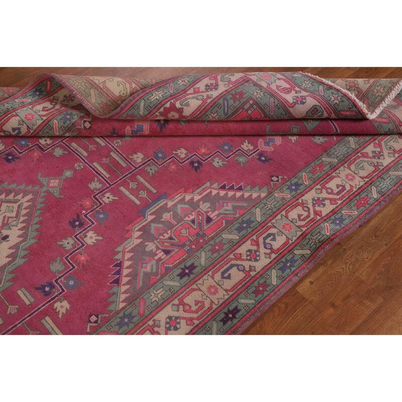 Tabriz Persian Vintage Runner Rug Handmade Wool Carpet - 4'5" x 10'9"