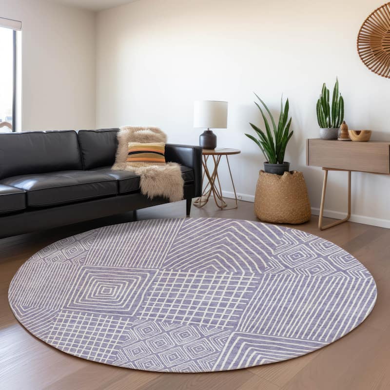 Premium Washable Super Soft Modern Geo Charm Mayfield Rug - Lavender - 8' x 8'