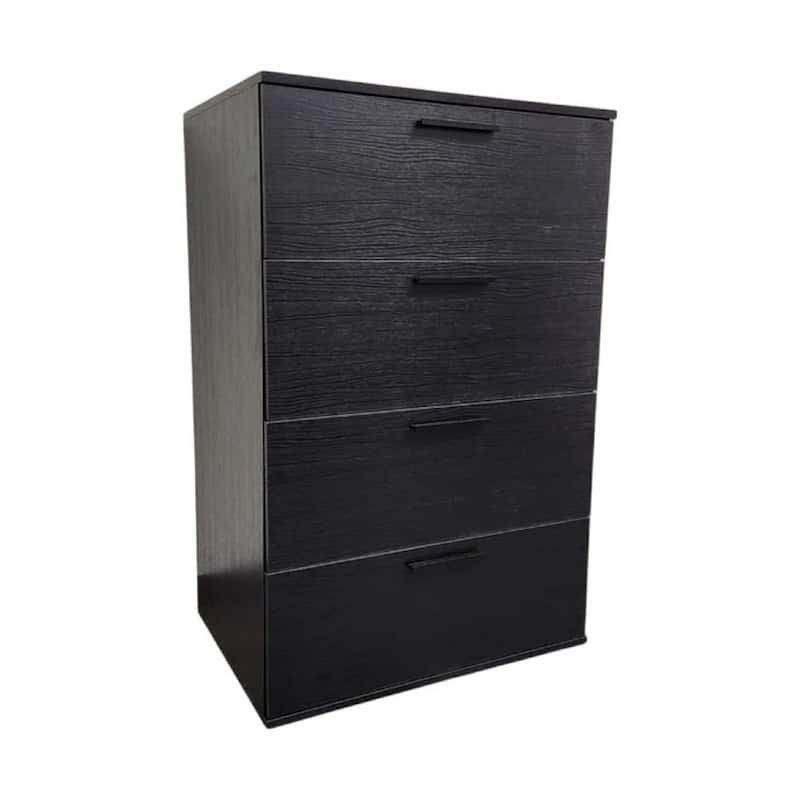 Levy Jumbo Tall Dresser Chest, 4 Drawers, Weathered Black Melamine