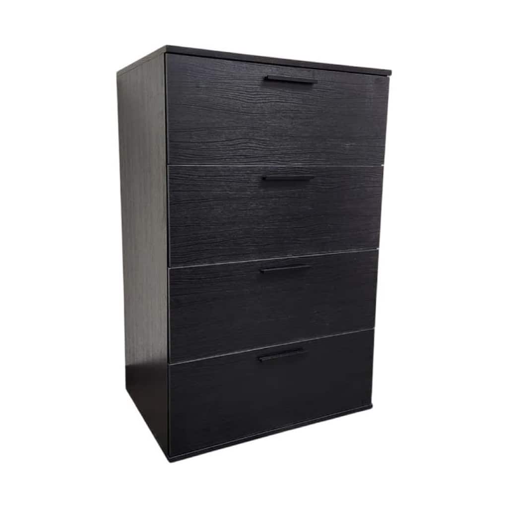 Levy Jumbo Tall Dresser Chest, 4 Drawers, Weathered Black Melamine