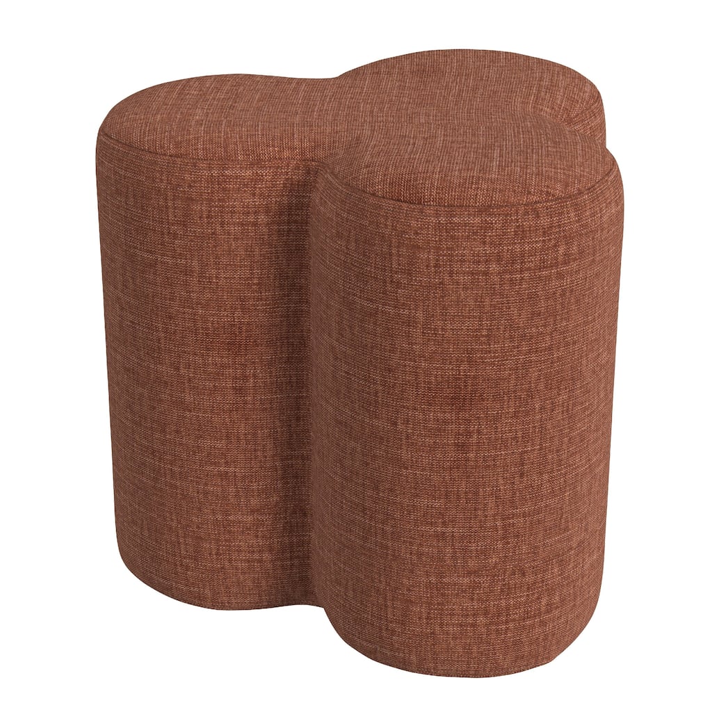 Ace Accent Ottoman with Clover Shape in Rust Orange Chenille, 18 Inch