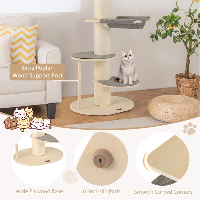 Cat Tree with Scratching Posts, Plush Perch, and Anti-Slip Pads for Active Cats - 22.5" x 19" x 47"