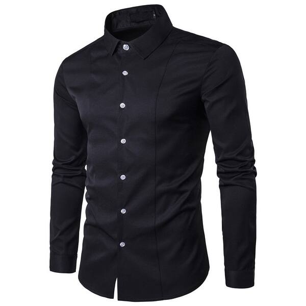 Shop Mens Casual Shirts Long Sleeves Slim Fit Business Casual Cotton Solid Button Down Shirts Overstock 27193978