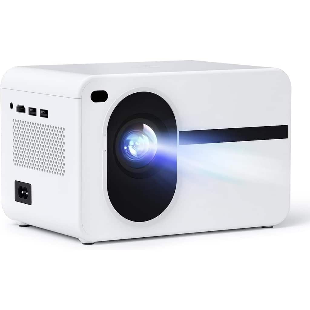 Projector with WiFi and Bluetooth Native 1080P Full HD Projector 18000 Lumens - White