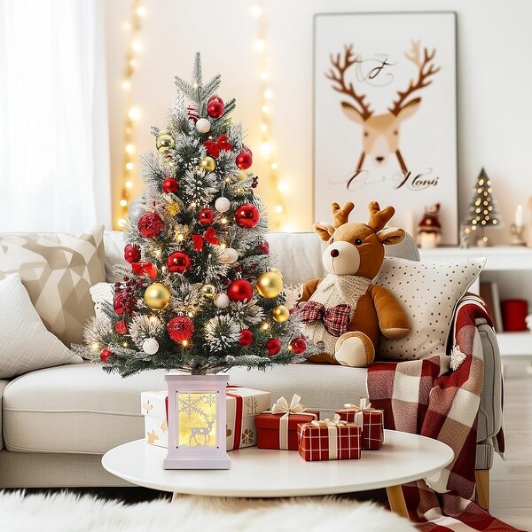 3 ft Artificial Small Christmas Tree with 78 Dual Color LED Lights Green