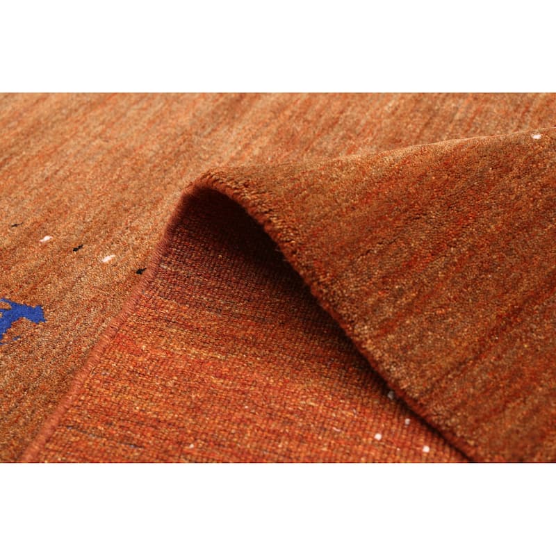 ECARPETGALLERY Hand Loomed Kashkuli Gabbeh Burnt Orange Wool Rug - 5'0 x 7'7