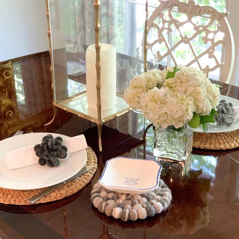The Curated Nomad Southard Neutral Felt Ball Trivet