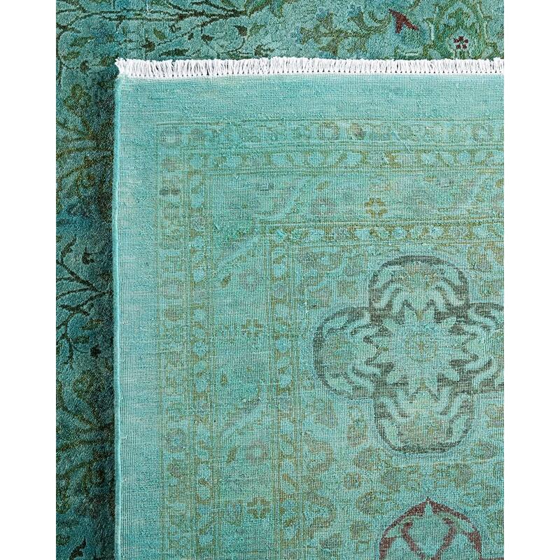 Overdyed, One-of-a-Kind Hand-Knotted Area Rug - Blue - 12' 3" x 17' 7"