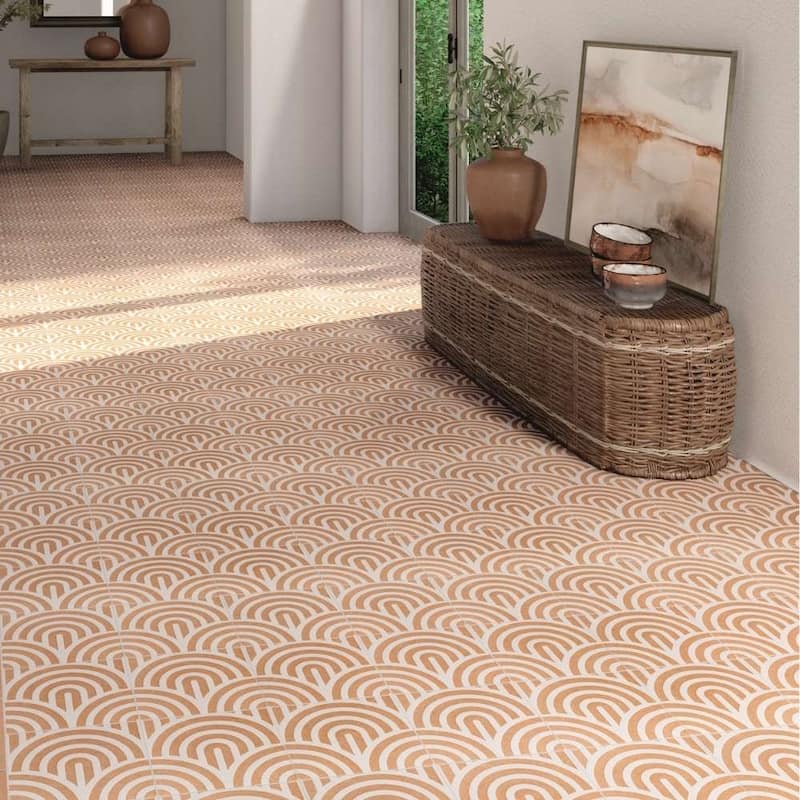 Verity Waves 8x8 Matte Porcelain Encaustic Tile - Floor, Wall, Backsplash