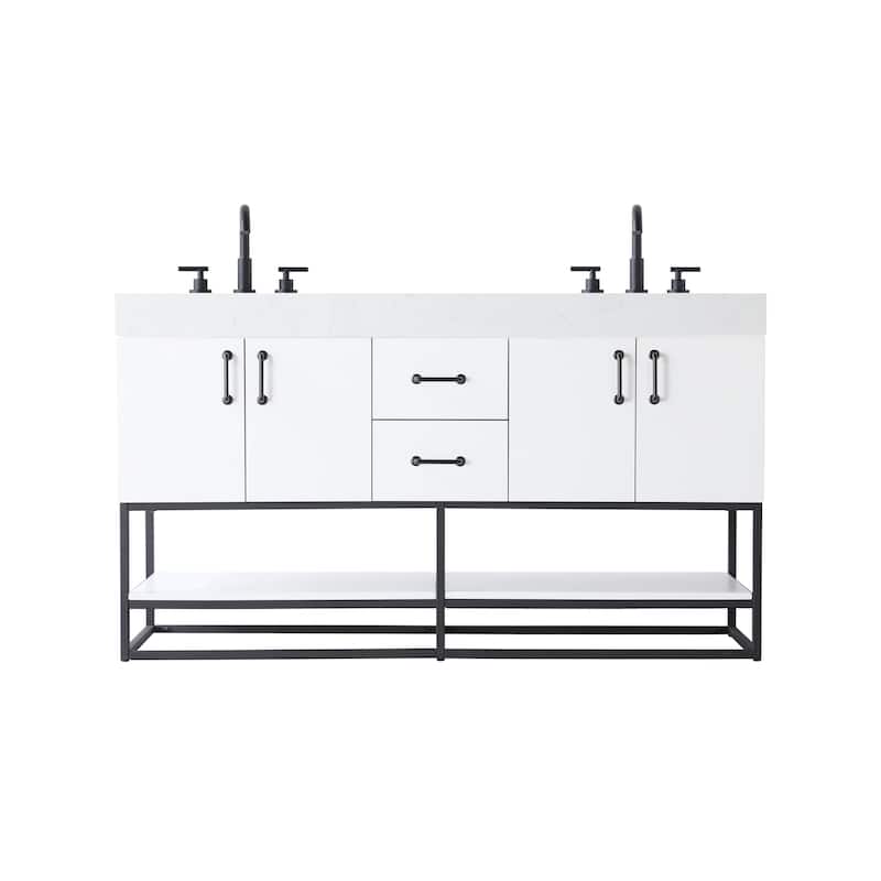 Elegant Lighting VF29260D Caroline 60" Free Standing Double Basin - White
