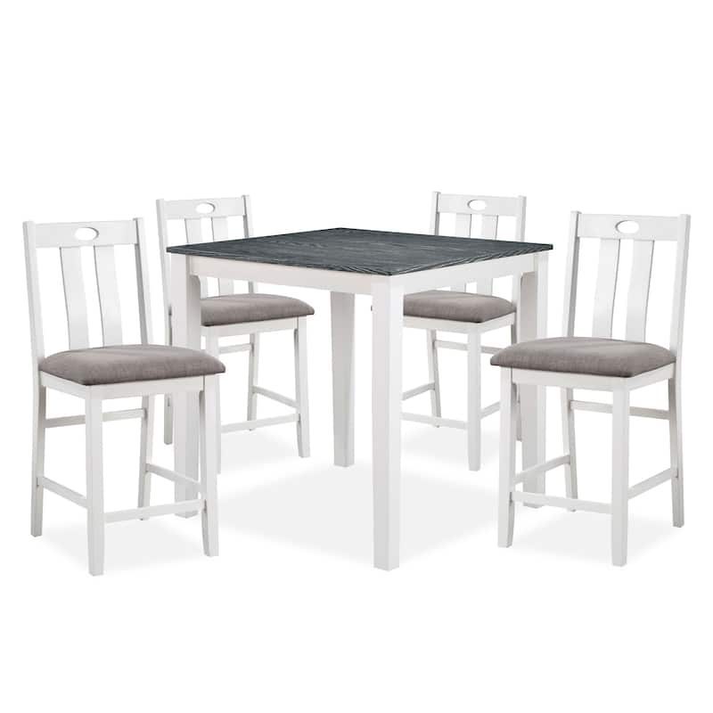 Badia Transitional White Wood 5-Piece Counter Height Table Set by Furniture of America