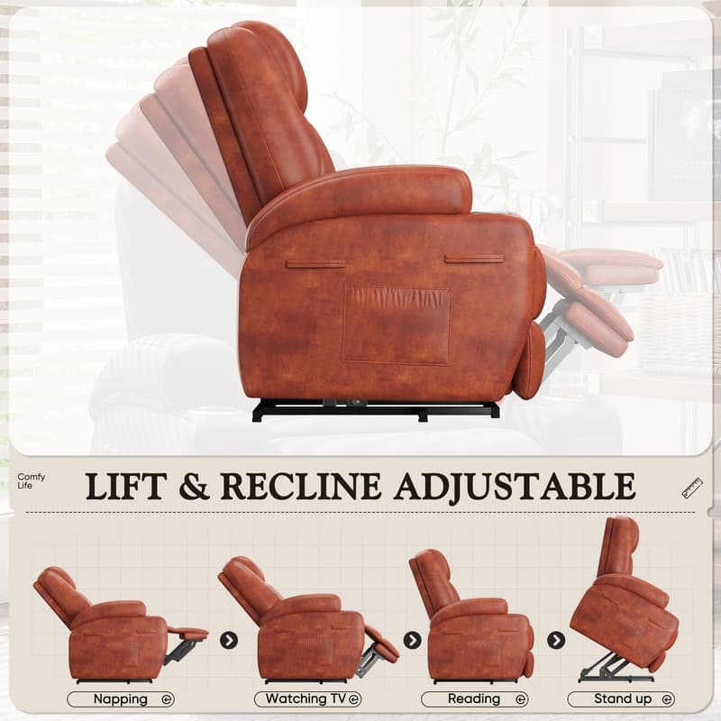 LACOO Power Lift Recliner PU Leather Reclining Chair with Massage
