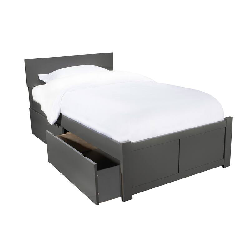 Platform Bed - Storage Drawers & Flat Panel Footboard - Modern Bedroom Furniture