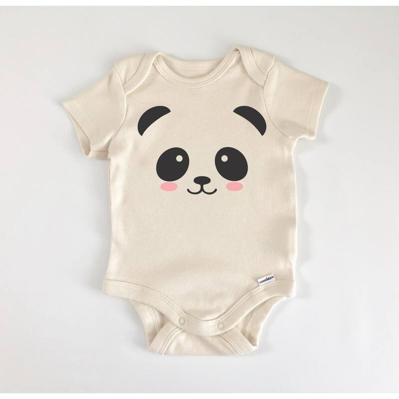 Panda Face - Baby Boy Girl Clothes Infant Bodysuit Funny Cute Newborn - White - 6-9M