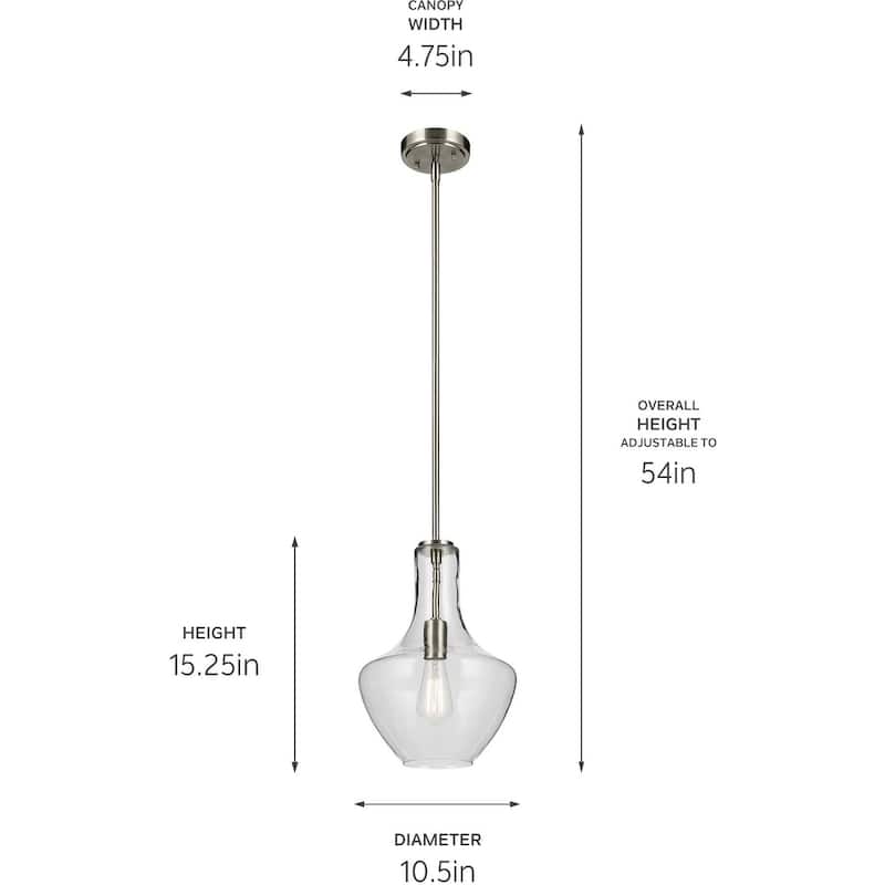Kichler Everly Single Light 11" Wide Pendant with Clear Glass Shade