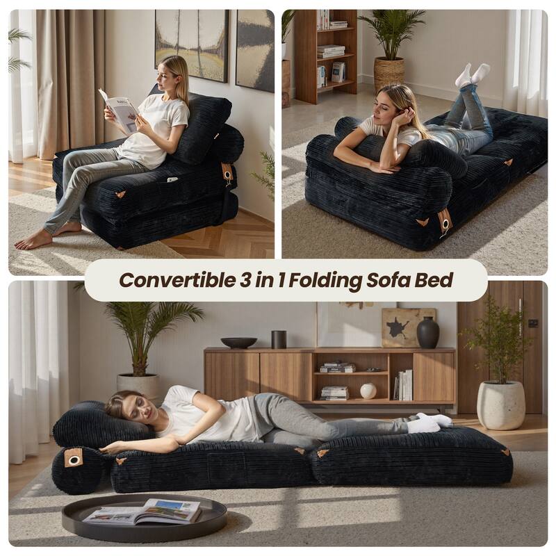 OVIOS Corduroy Foldable ​Compressed Sleeper Sofa