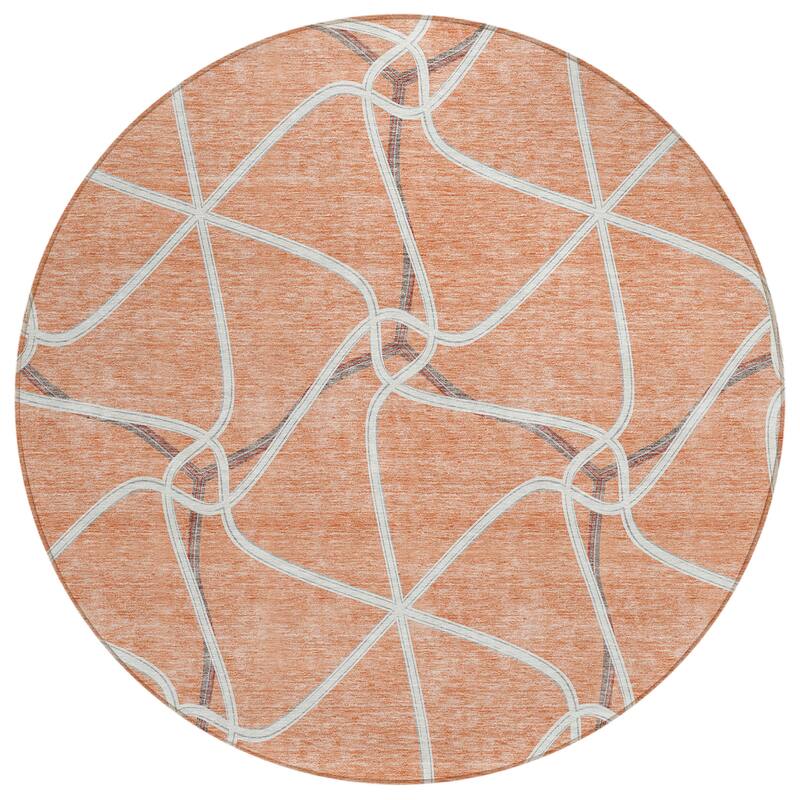 Machine Washable Indoor/ Outdoor Contemporary Links Chantille Rug