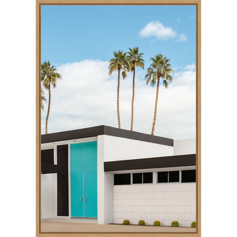 Turquoise Blue Doors on a Modern Home by Tom Windeknecht Framed Canvas Wall Art Print - Sylvie Natural