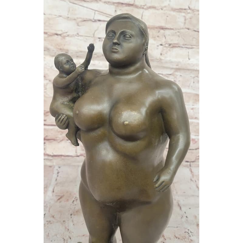Fernando Botero Plump Family Bronze Figurine Statue Marble Base Figurine Modern 17 Inches X 9.5 Inches