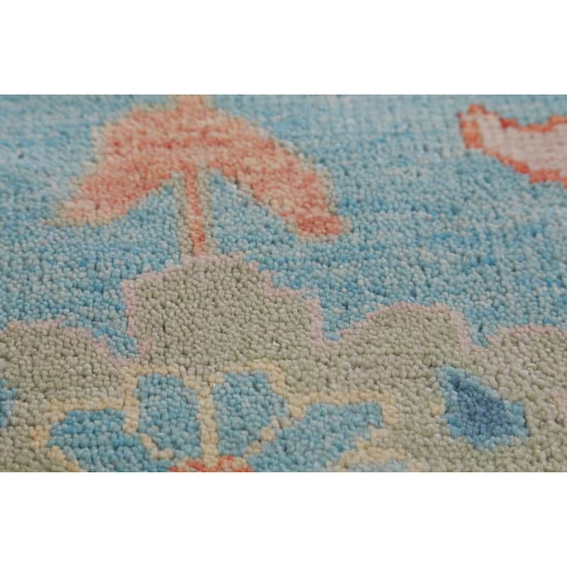 Hand Knotted Oriental 100% Wool Carpet Transitional All-Over Navy Blue & Blues Oushak Area Rug - 12' 4'' X 9' 2''