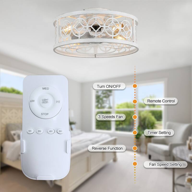 Cusp Barn 20 Inch Distressed White Ceiling Fan, Low Profile 6-Light