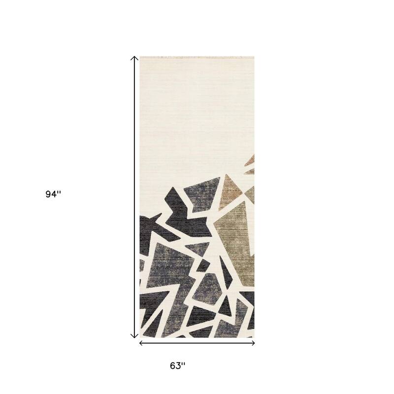 HomeRoots Abstract Modern Rectangle Area Rug - 5' X 8'