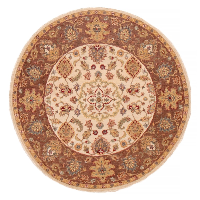 ECARPETGALLERY Hand-knotted Jamshidpour Cream Wool Rug - 6' 1" x 6' 1" - Cream - 6' 1" x 6' 1"
