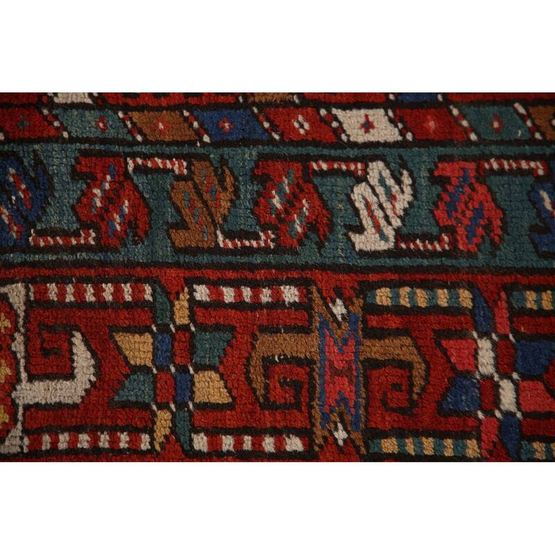 Vegetable Dye Antique Heriz Serapi Persian Runner Wool Carpet - 3'5" x 10'4"