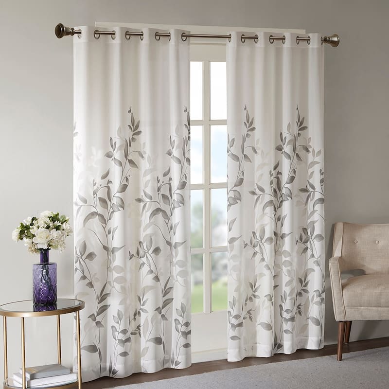 Burnout Printed Curtain Panel - Grey
