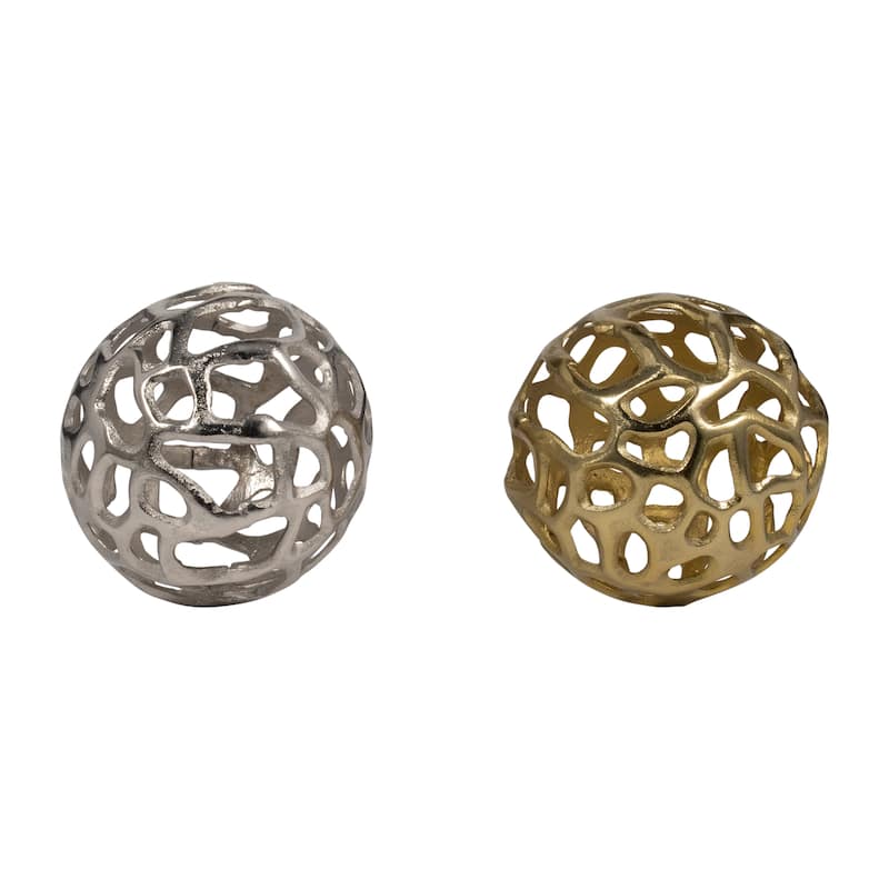 Sagebrook Home Modern Glam 6" Cut-Out Metal Round Orb - 6" x 6" x 6"