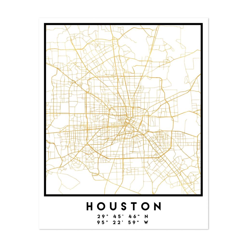 Houston Texas Houston Street Map Maps Minimal Urban Art Print/Poster
