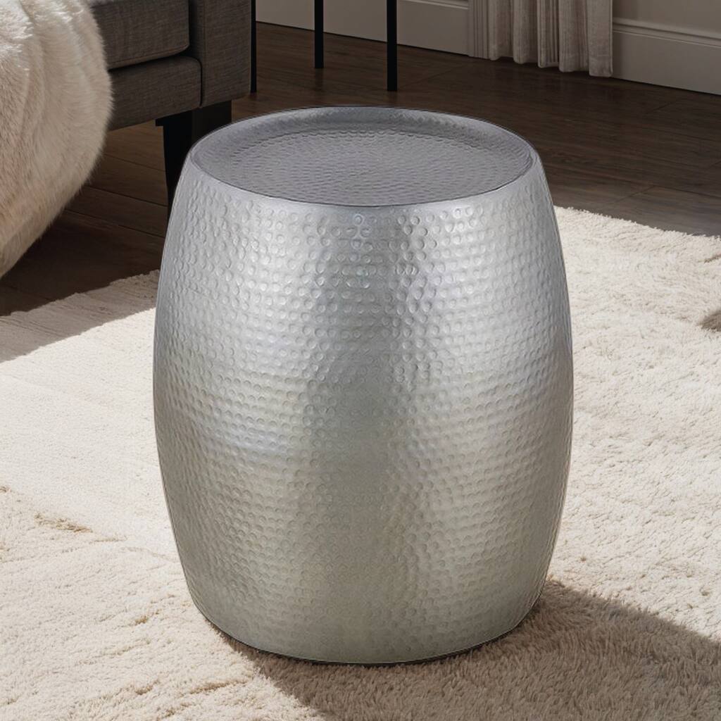 Modern Contemporary Aluminum material End Table, Side Table with Glossy Hand Hammered Design