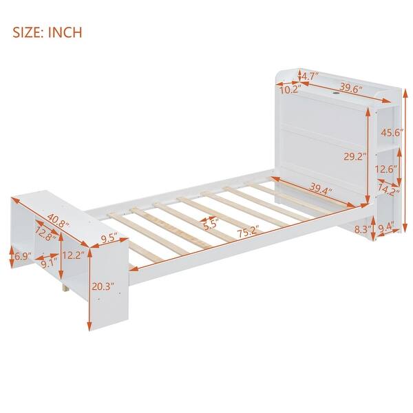 dimension image slide 0 of 2, Platform bed with LED lights and USB port