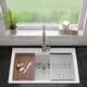 preview thumbnail 2 of 5, 33 Inch Lexicon Platinum Quartz Composite Drop-in Undermount Single Bowl Workstation Galaxy White Kitchen Sink LP-750TM-W