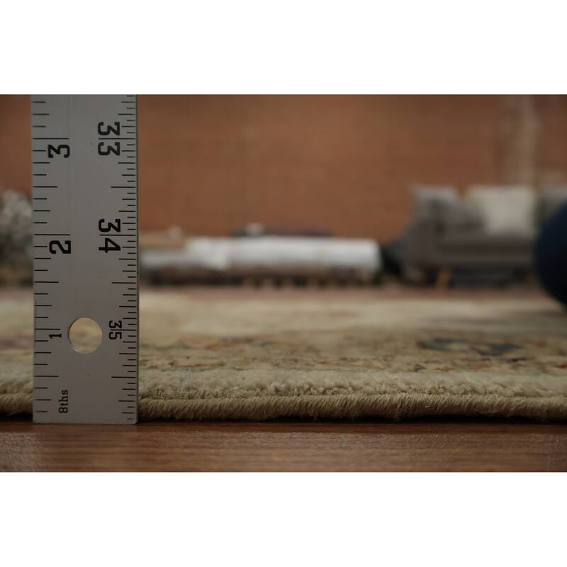 Hand Knotted Oriental 100% Wool Carpet Traditional Floral Beige & Ivories Peshawar Area Rug - 6' 2'' X 2' 7''