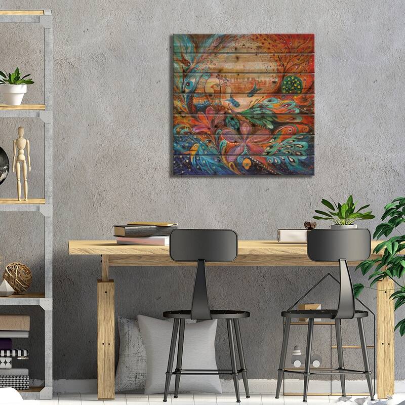 The Walls Of Safed Print On Wood by Elena Kotliarker - Multi-Color